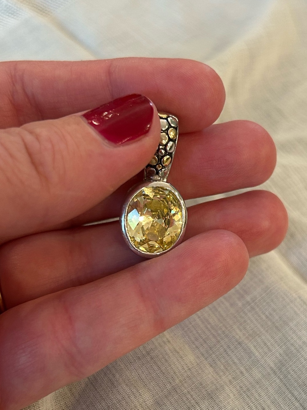 Yellow Citrine-colored Crystal Pendant